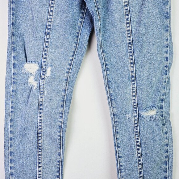 Revice Revolve High Rise Rib Cage Two Panel Skinny Distressed Jean Acid Wash, 25 - Picture 3 of 8